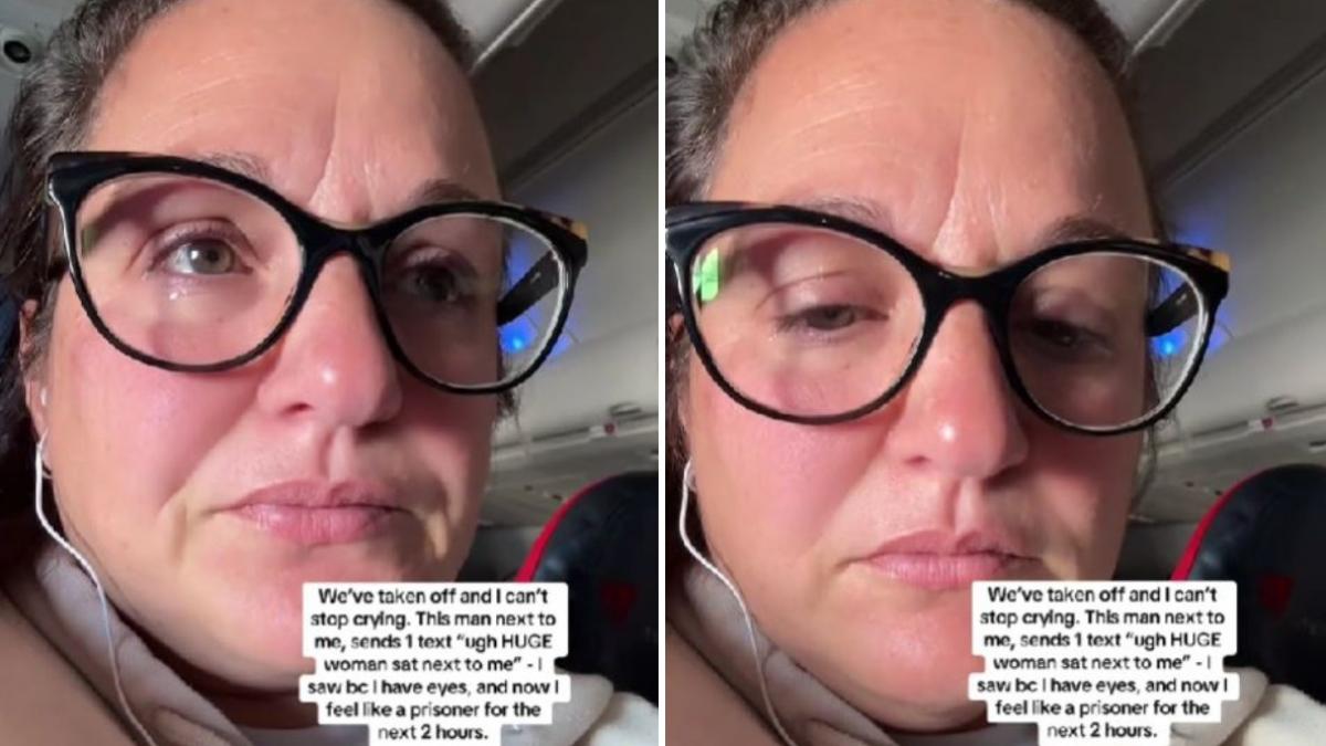 un zbor de cosmar spre new york o femeie a plans dupa ce a vazut mesajul umilitor scris despre ea de strainul asezat in stanga sa