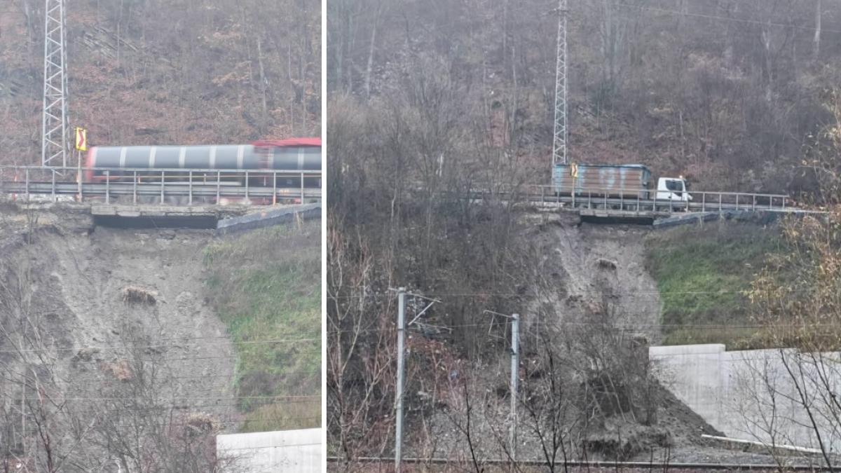 restrictii pe dn1 dupa o alunecare de teren in zona comarnic politistii ii avertizeaza pe soferi sa circule cu mare prudenta