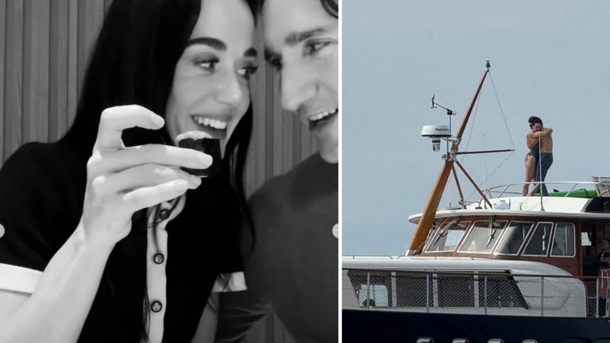 colaj 2 poze in care apare Katy Perry, alaturi de Justin Trudeau 