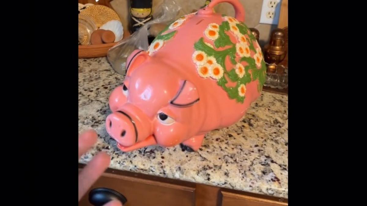 o americanca a dat lovitura dupa ce a cumparat cu doar 11 dolari o pusculita in forma de purcelus ce a gasit inauntru