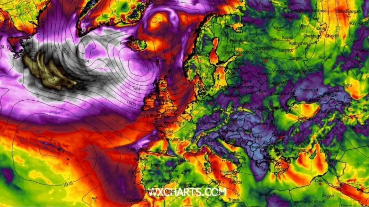 un ciclon bomba se indreapta catre europa a atins intensitatea maxima si miercuri va lovi continentul ce tari vor fi afectate