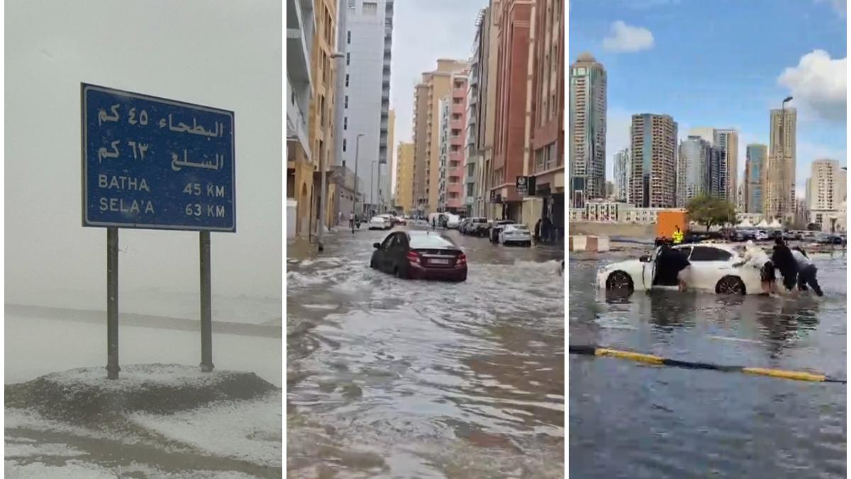 A nins în Arabia Saudită și Qatar. În Dubai străzile sunt sub apă după furtunile puternice. Zboruri anulate, evenimente suspendate