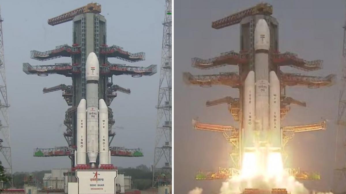 india a plasat pe orbita pamantului cel mai greu satelit al sau peste 6 tone imagini cu lansarea rachetei racheta lvm3 m6