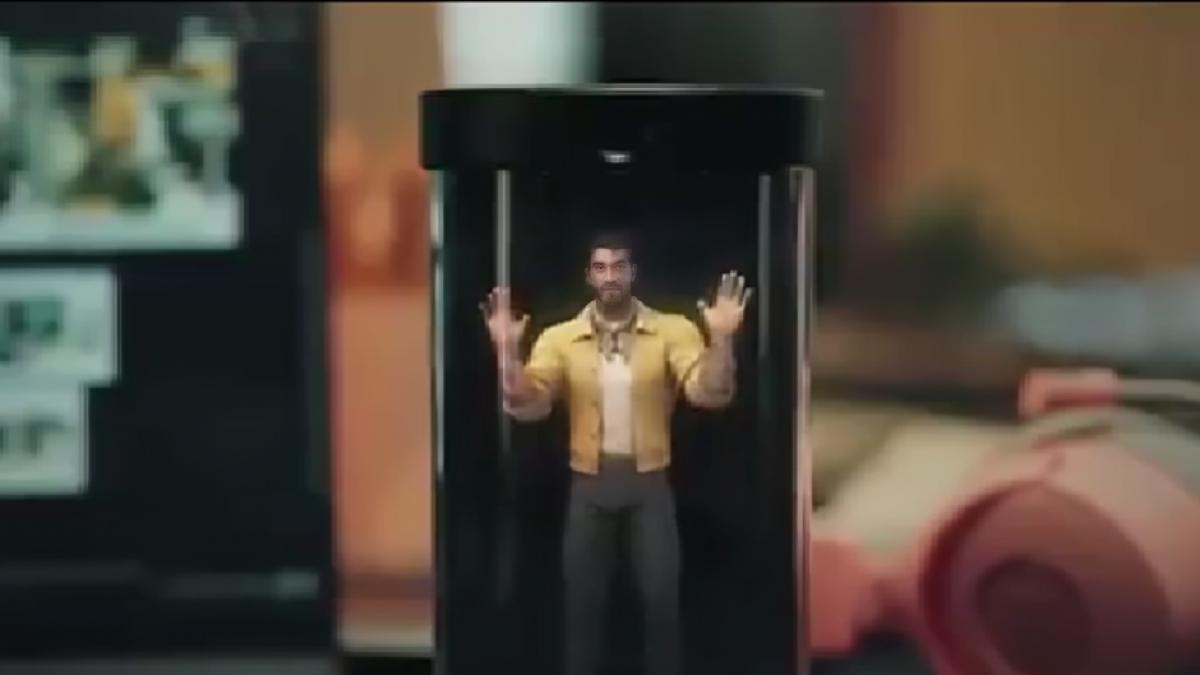 ava un altfel de asistent virtual o holograma intr un cilindru fizic