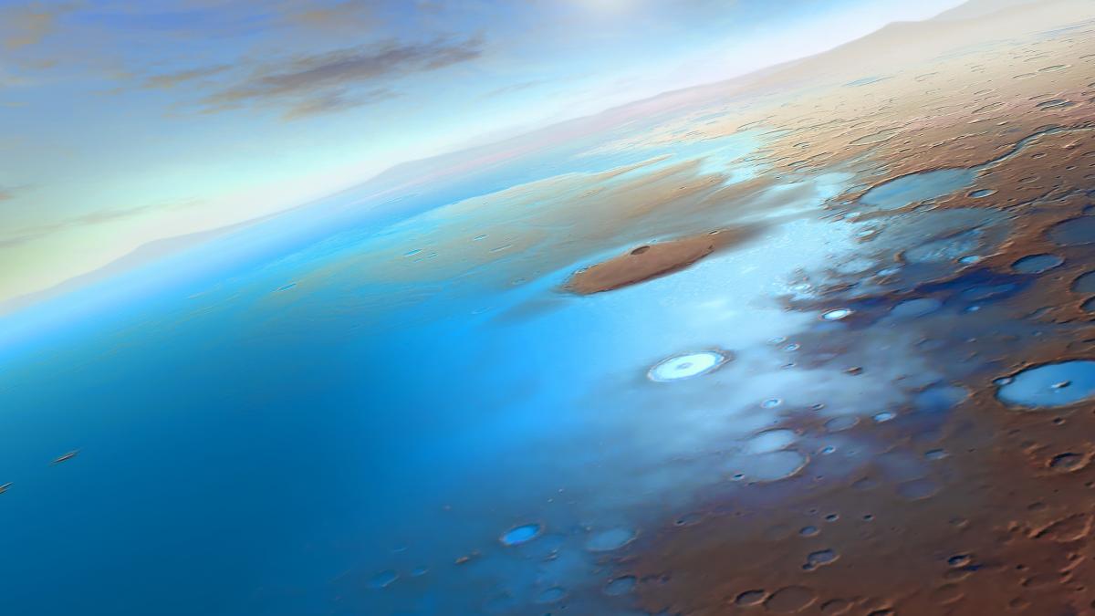 un nou studiu sustine ipoteza existentei unui ocean in trecutul planetei marte ar fi fost cat oceanul arctic de pe pamant