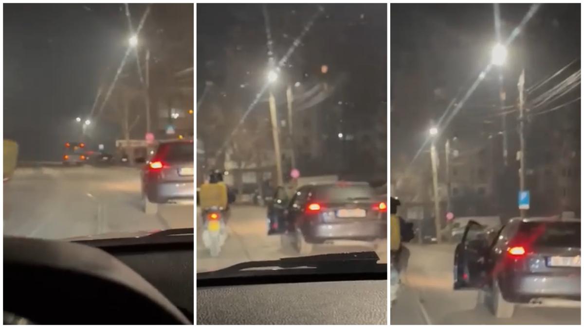 inca un curier agresat un sofer a sicanat in trafic un livrator si a incercat sa l loveasca cu masina momentul a fost filmat