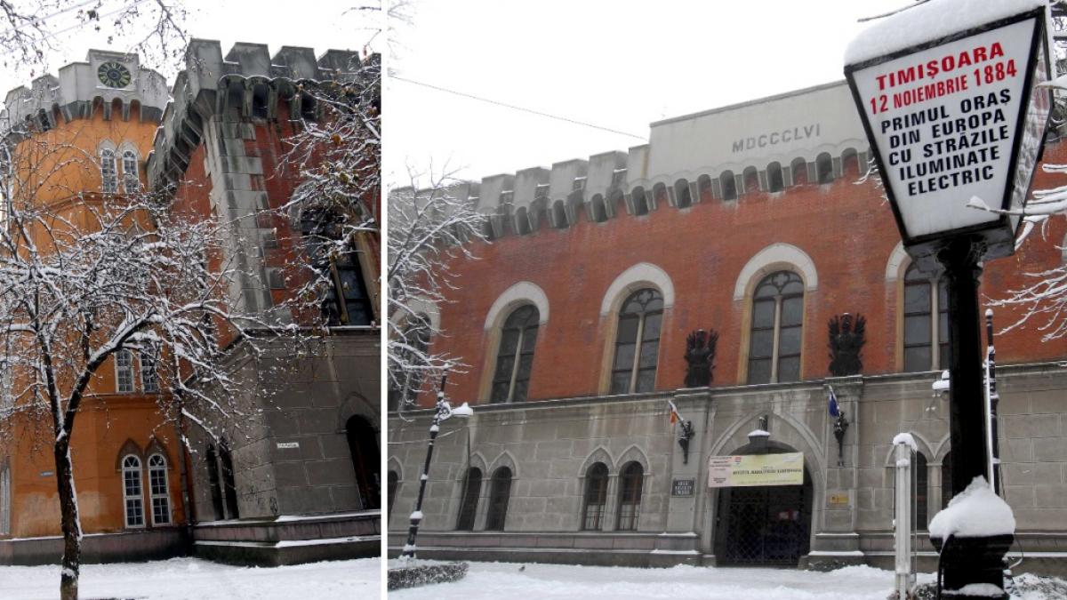 colaj 2 poze in care apare Castelul Huniade -