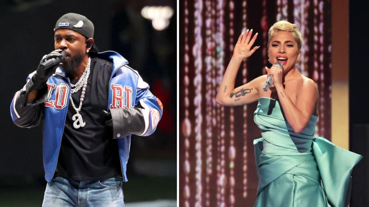 colaj 2 poze in care apar Kendrick Lamar si Lady Gaga