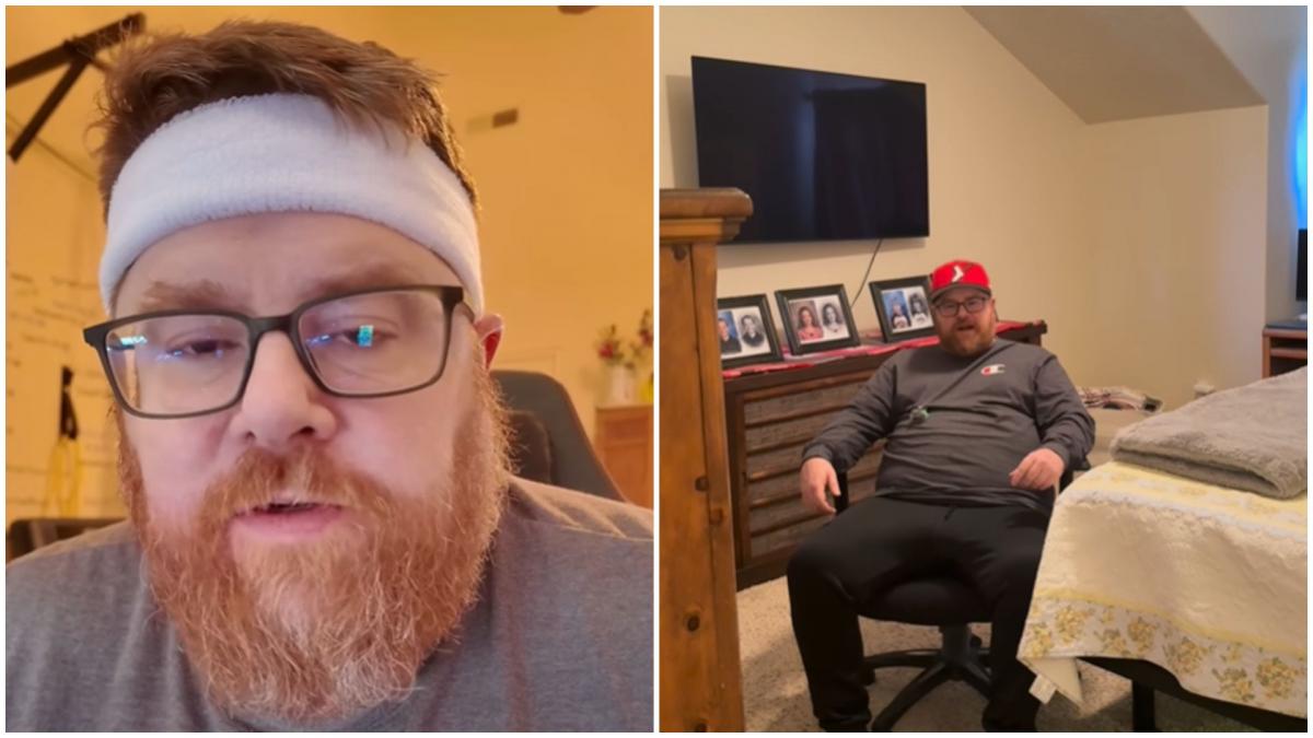 colaj cu doua imagini cu un barbat supraponderal