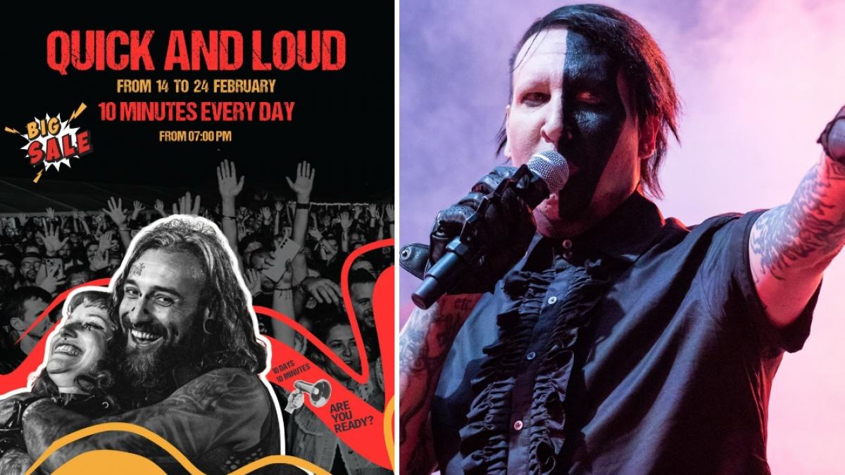 colaj 2 poze in care este promovat evenimentul Rockstadt Extreme Fest 2026 şi artistul Marilyn Manson