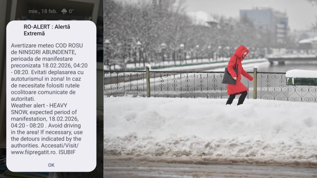 mesaj ro alert cod rosu ninsori bucuresti 18 februarie 2026