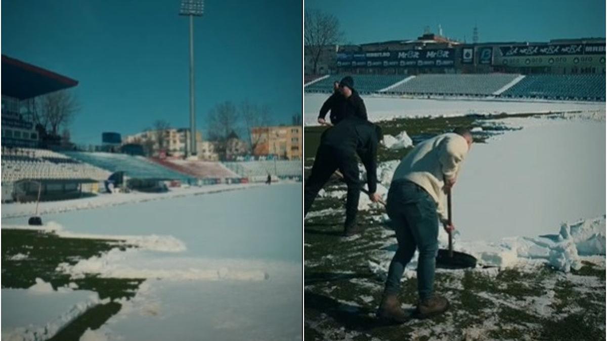 clubul de fotbal otelul galati are terenul acoperit de zapada facem apel catre toti suporterii care vor sa ajute la deszapezire