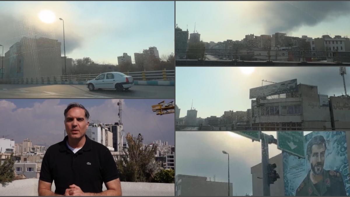 cnn primele imagini filmate in iran de la inceputul razboiului fum peste ruine o dacia logan alba in trafic si strazi pustii