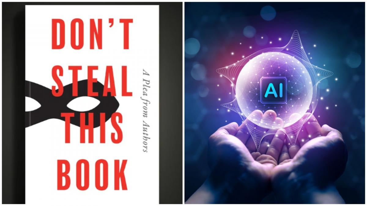 colaj coperta cartii don t steal this book si ilustratie cu AI