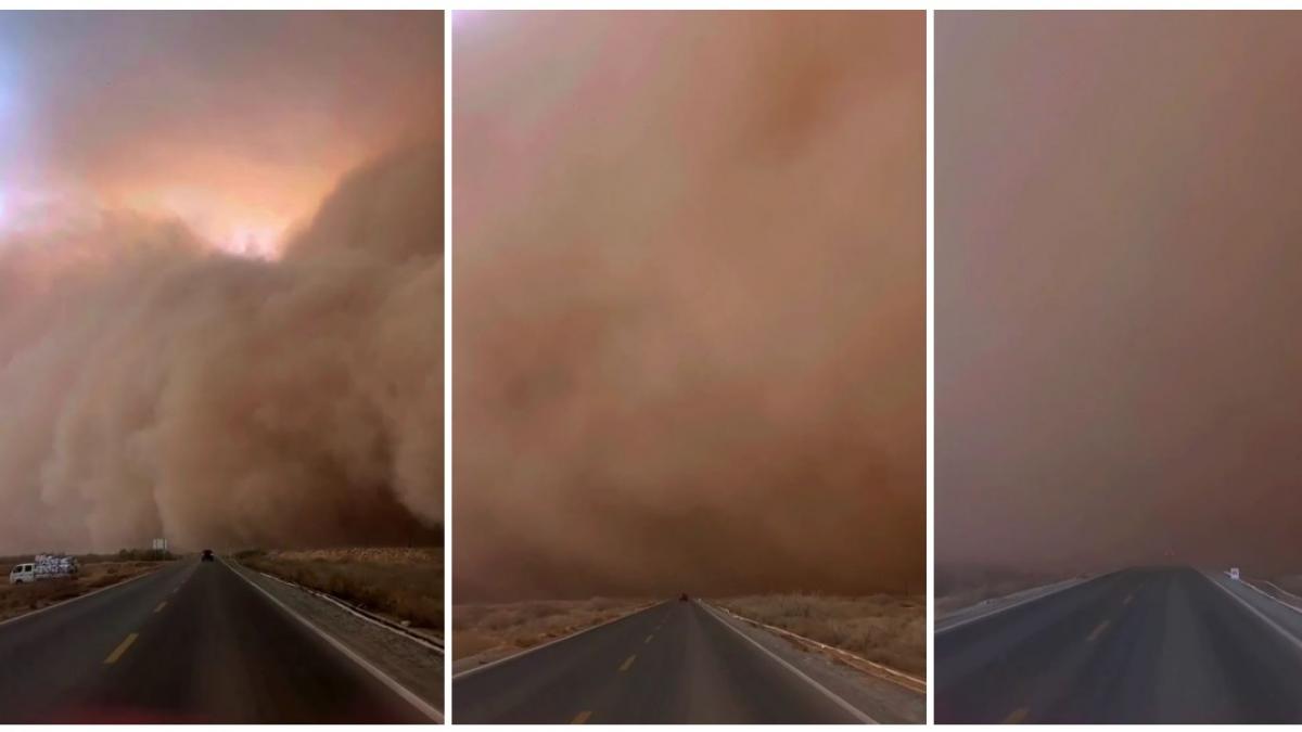 furtuna de nisip in china aerul a devenit aproape irespirabil in xinjiang iar soferii au fost nevoiti sa traga pe dreapta masinile