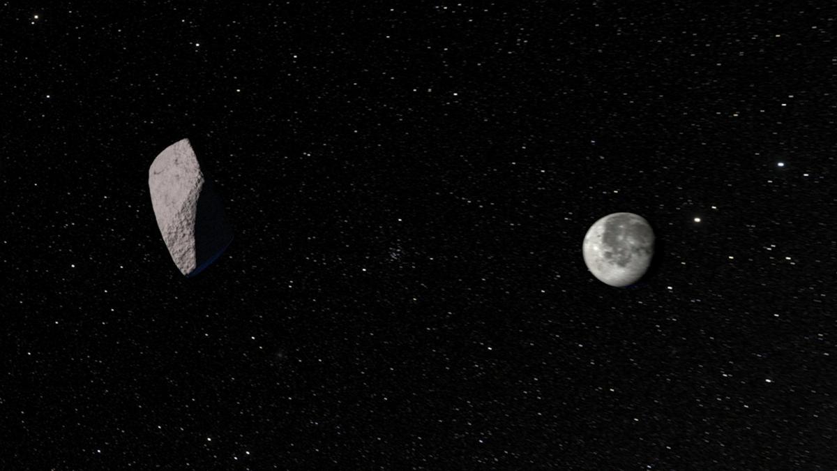 imagine creativa cu asteroidul 2024 YR4 în timp ce se îndreaptă spre luna