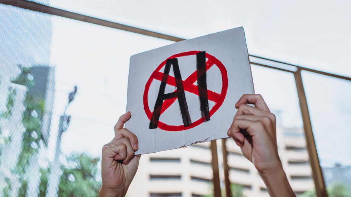 semn logo eticheta fara ai inteligenta artificiala