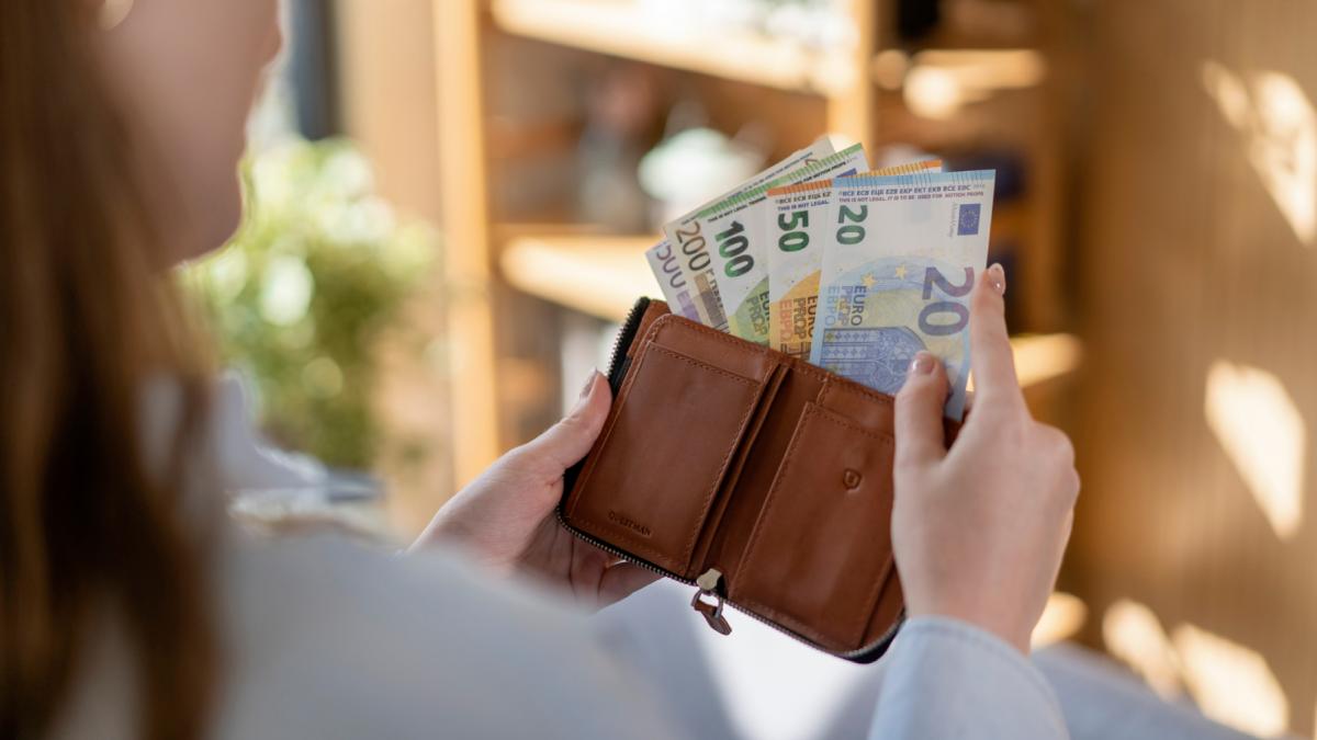 bancnote euro portofel bani numerar cash femeie