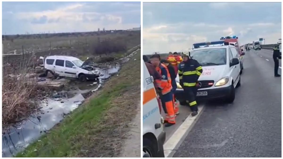 accident socant pe autostrada soarelui un om a murit si alti cinci sunt raniti dupa ce o masina s a rasturnat in afara soselei