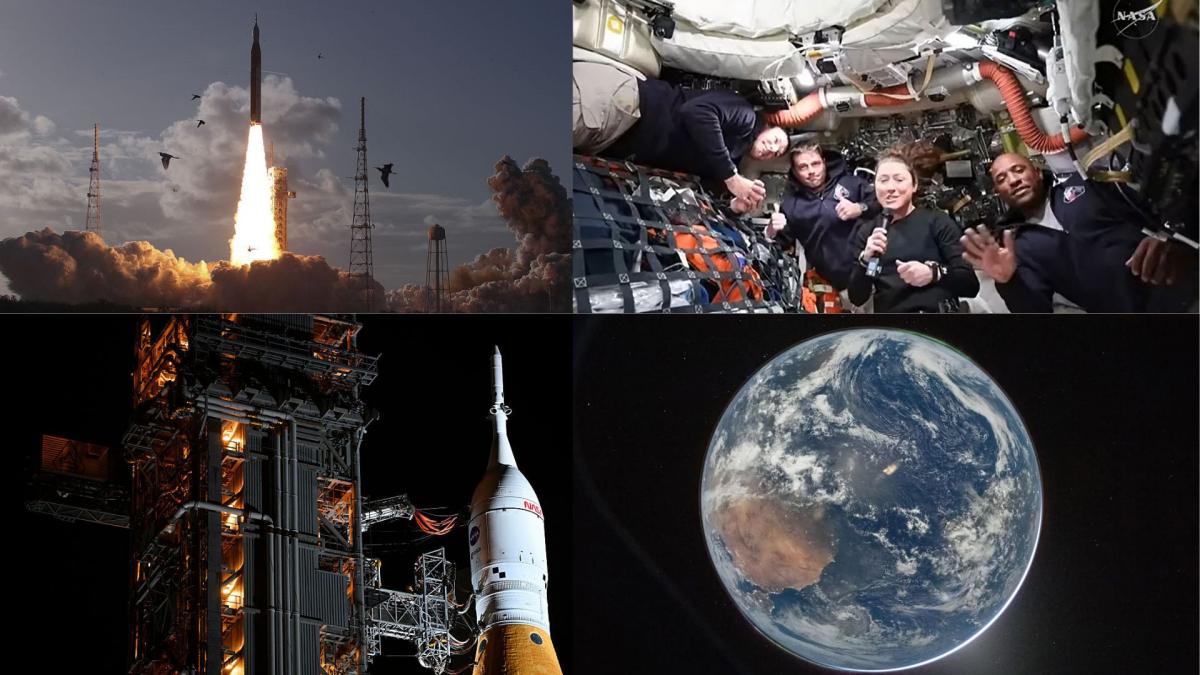 colaj astronauti, racheta si planeta Pamant