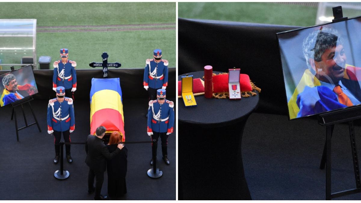 imagini emotionante de la arena nationala altar de flori in memoria lui mircea lucescu oamenii ii pot aduce joi un ultim omagiu