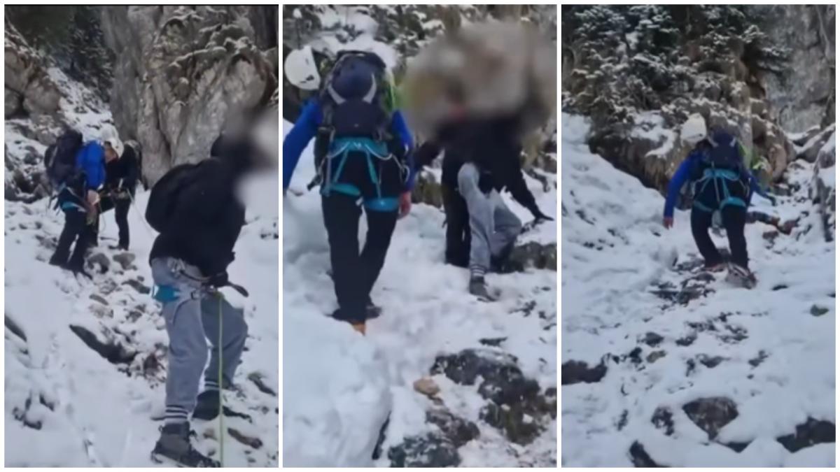 doi turisti au fost salvati la limita dupa ce au ramas blocati pe munte au stat o ora si jumatate culcati pe burta