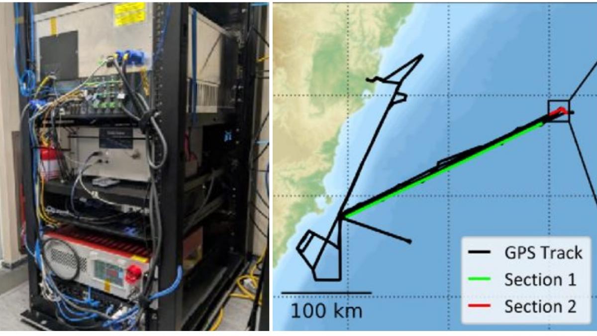 colaj 2 poze despre testarea ceasului atomic pe mare