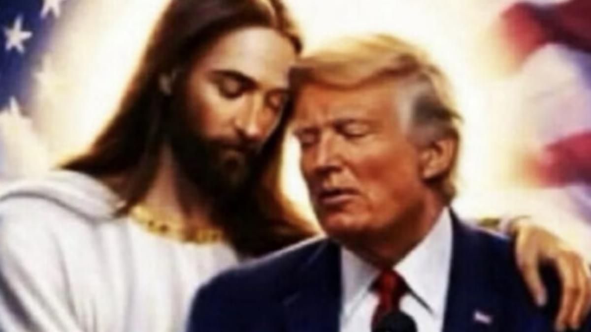 donald trump mai posteaza o imagine cu isus de data aceasta il imbratiseaza mi se pare destul de frumos