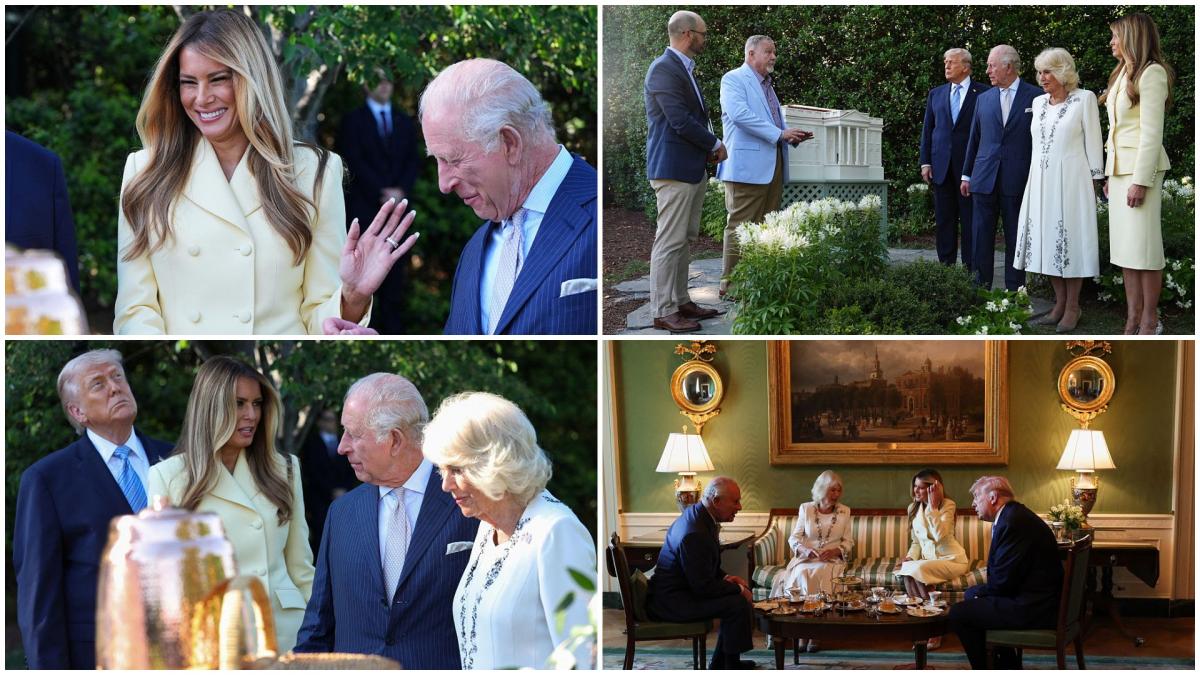 regele charles si regina camilla au fost asteptati de donald trump cu un stup de albine de forma casei albe