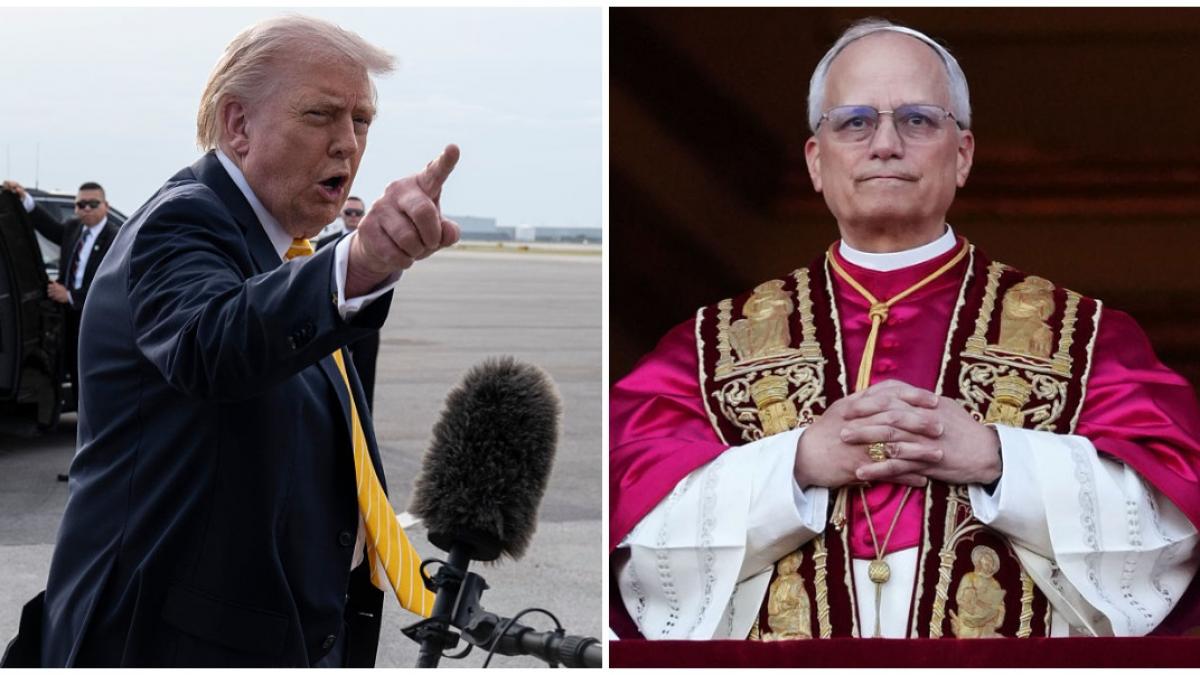 olaj 2 poze in care apar Donald Trump, preşedintele Statelor Unite ale Americii, şi Papa Leon al XIV-lea