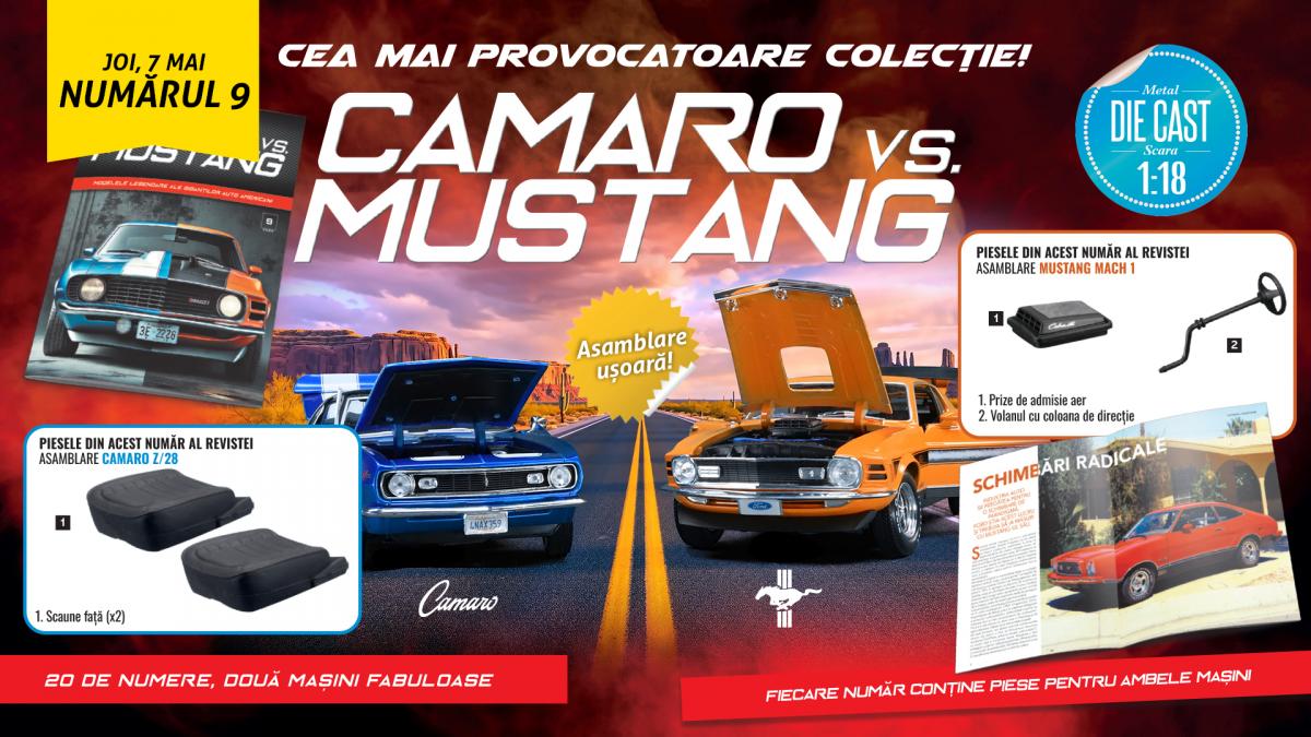 Istoria “Camaro vs. Mustang” continuă în nr. 9 al colecției, cu piese noi pentru machete.  De joi, la chioșcuri