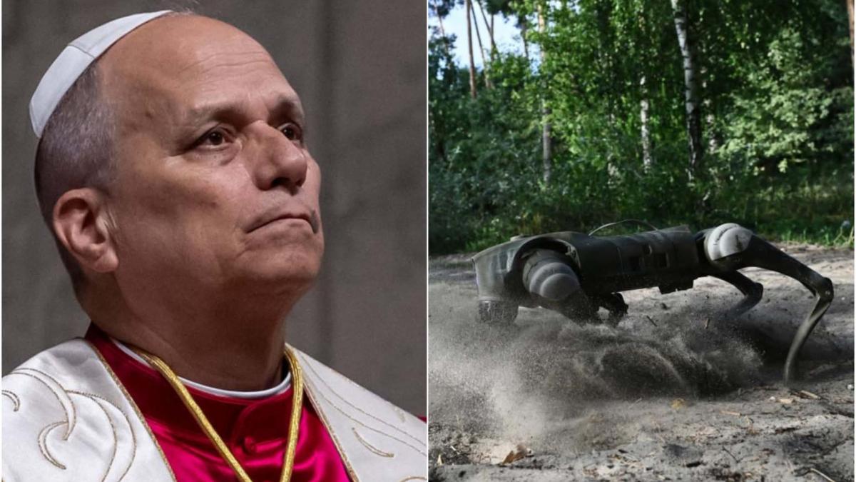 colaj papa leon și un robot