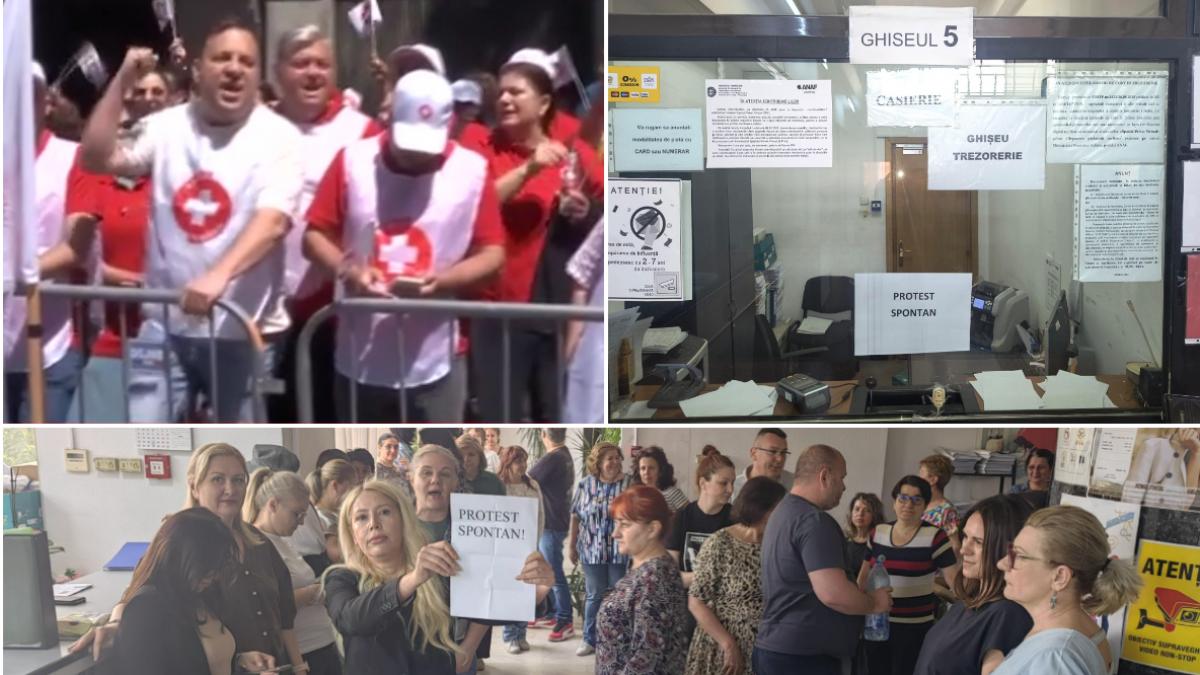angajatii din sanatate protesteaza astazi la ministerul muncii au facut calculele si au constatat ca vor pierde mii de lei din salariu