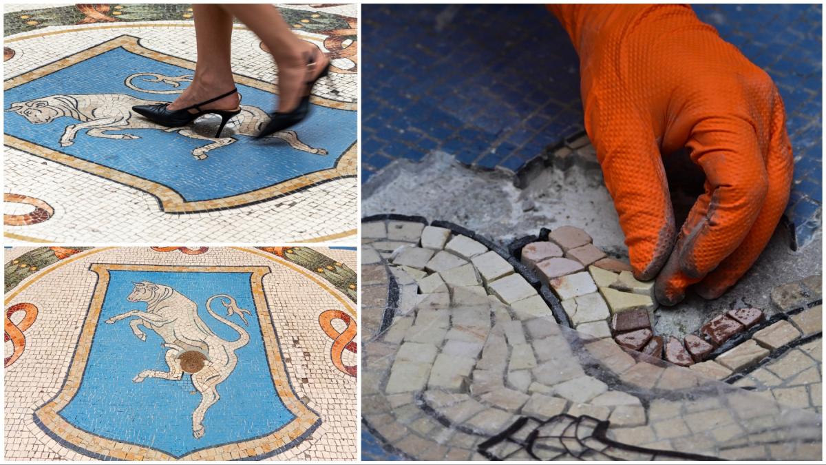 italia restaureaza testiculele norocoase ale taurului de pe celebrul mozaic din milano uzate de turisti