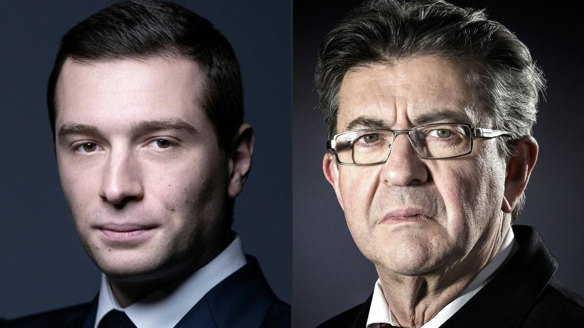 Jordan Bardella și Jean-Luc Melenchon