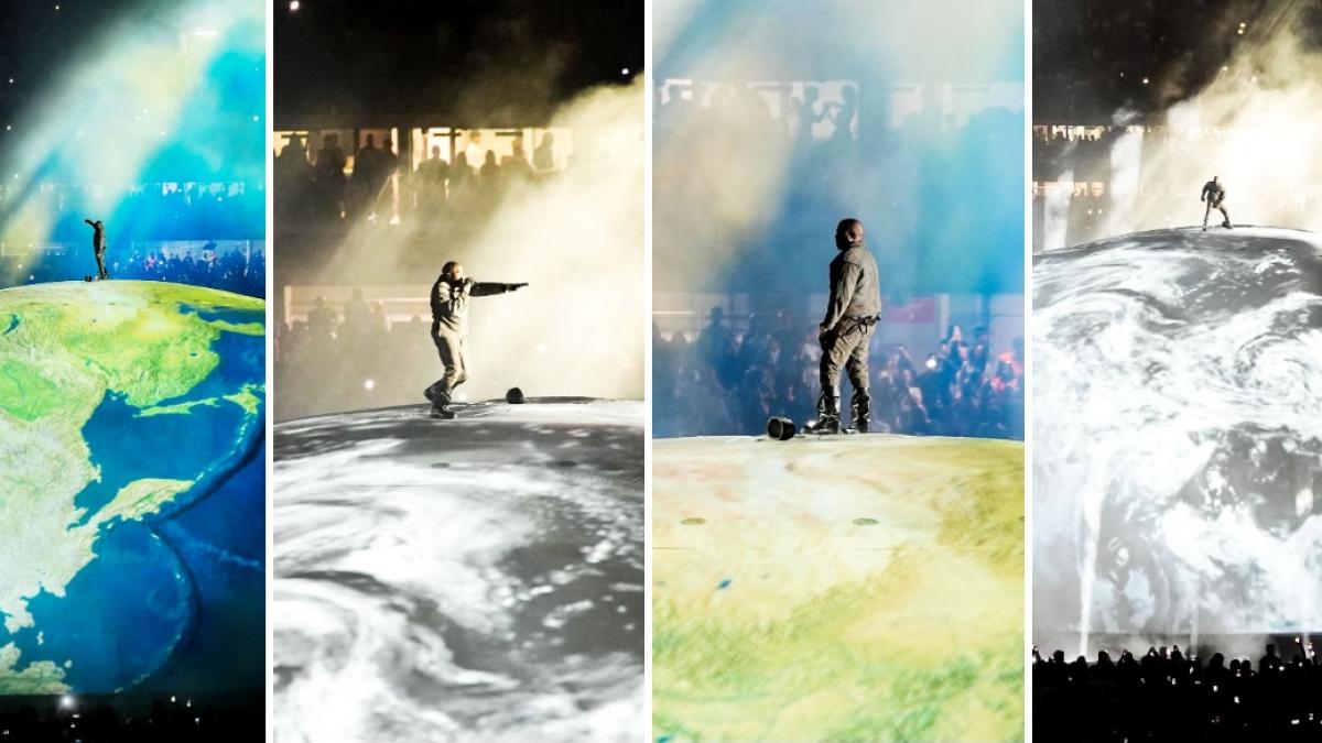 colaj 4 poze in care apare Kanye West, la concertul de pe Stadionul Olimpic Atatürk din Istanbul, Turcia, pe 30 mai 2026