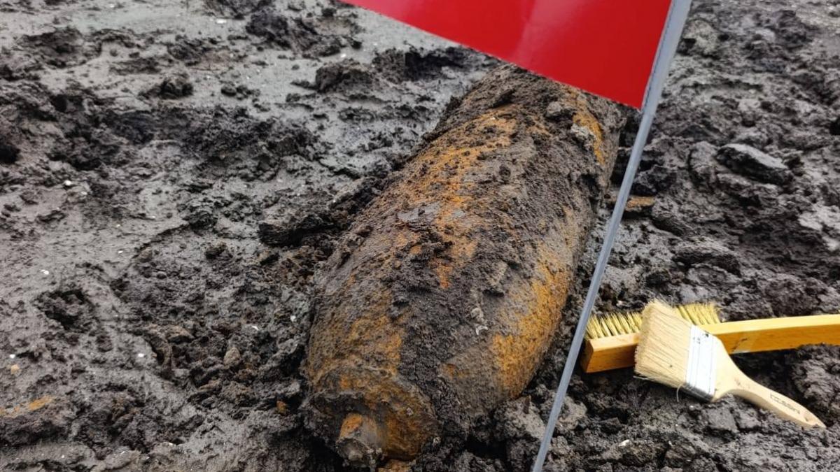 imagini cu o bomba de aviatie descoperita pe malul prutului in judetul botosani pirotehnistii au aflat imediat de unde provine