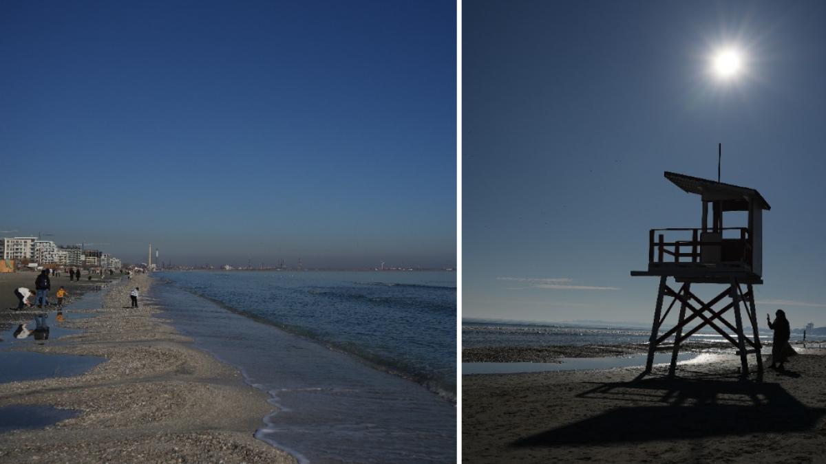 colaj 2 poze cu plaje din Mamaia