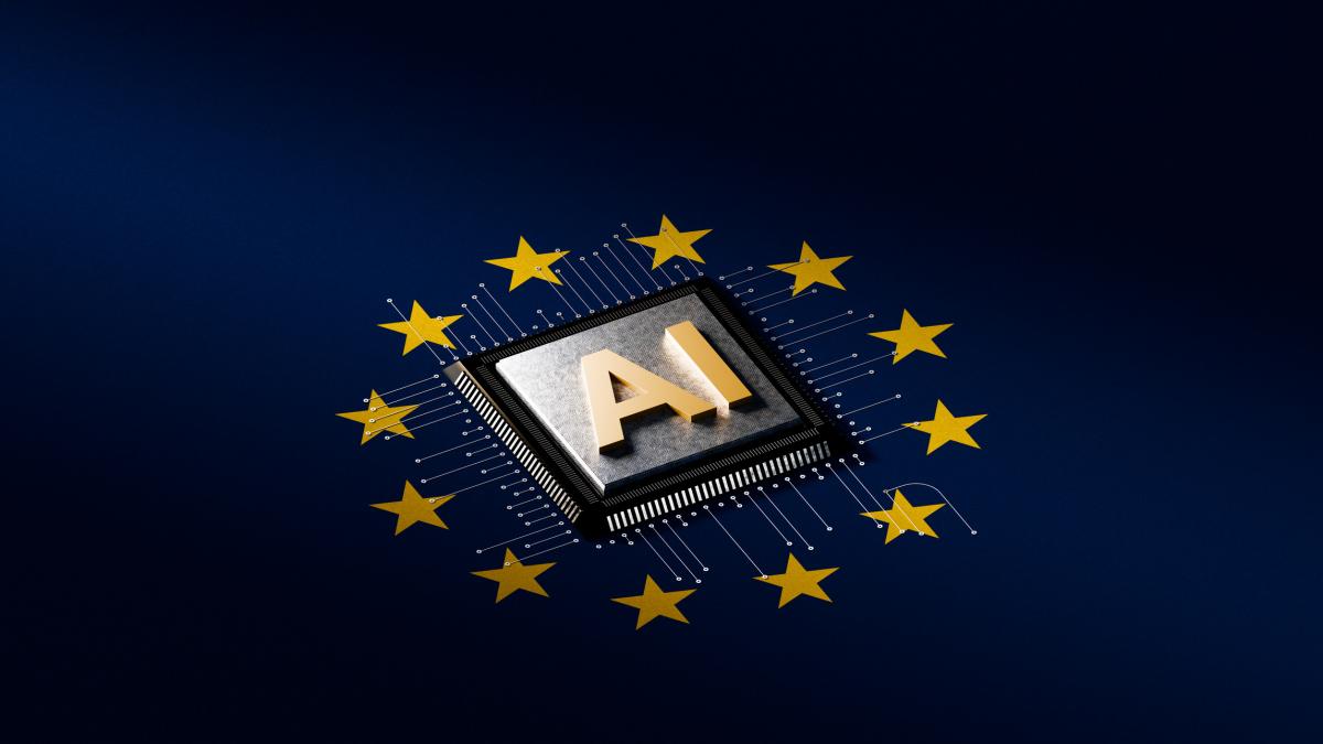 Cip cu textul AI în mijlocul stelelor UE