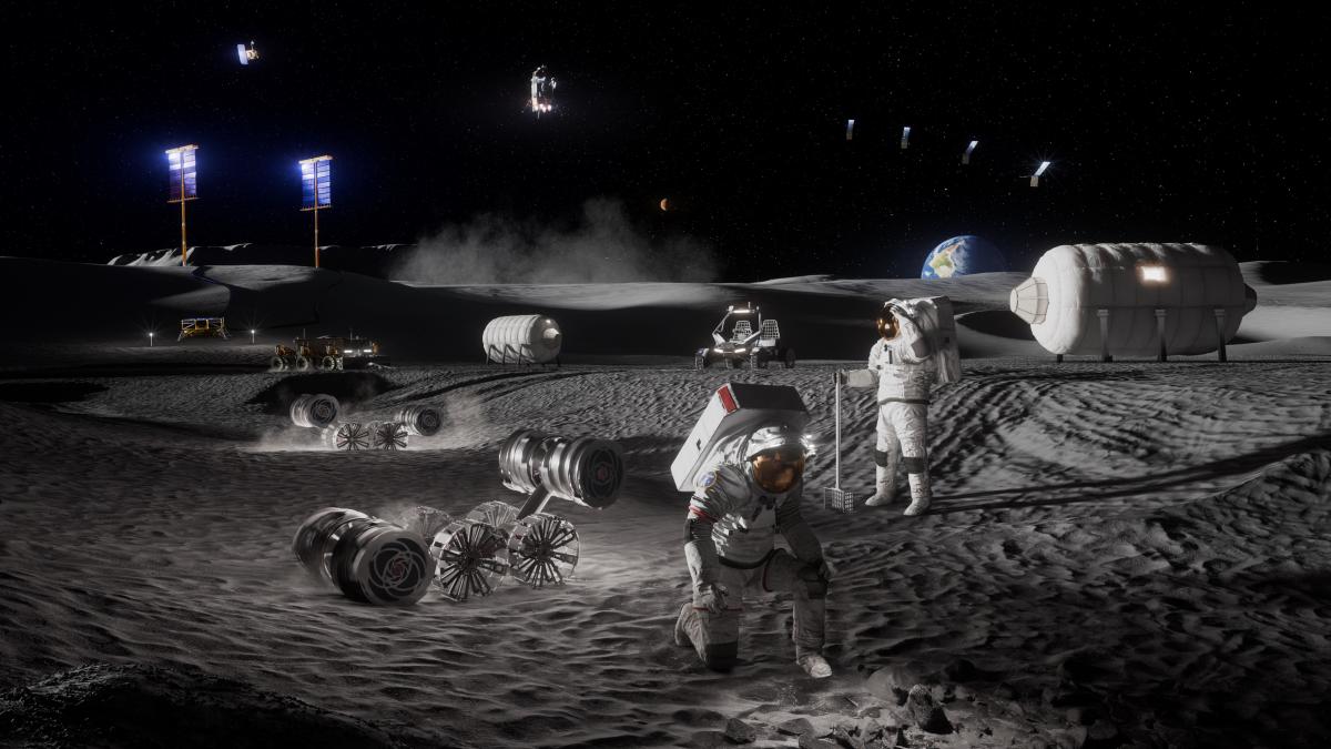 poza in care apar doi astronauti NASA, pe Luna
