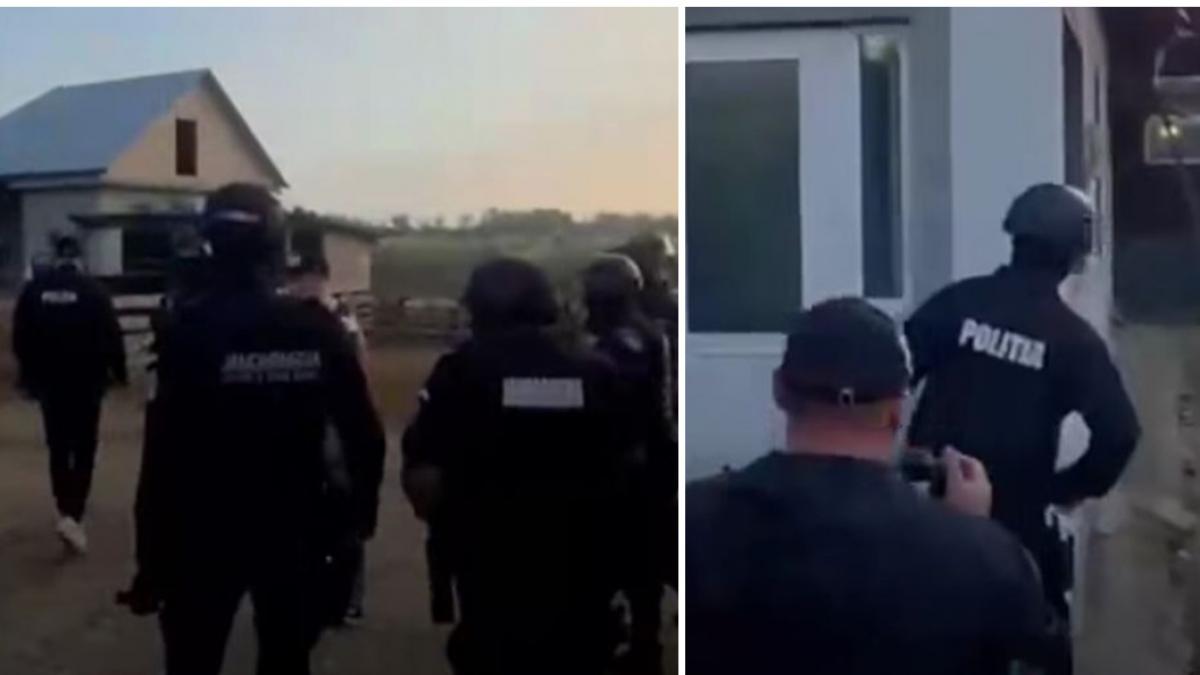 colaj 2 poze in care apar mascaţii care au descins joi dimineaţa la peste 70 de adrese din cinci judeţe,  într-un dosar de evaziune fiscal