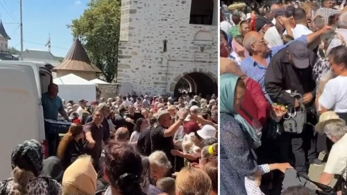 credinciosii s au batut pe sarmale gratis la suceava unii au lesinat ambulanta n a putut interveni din cauza multimii