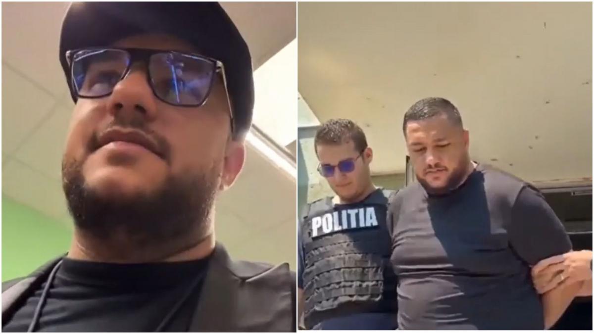 colaj cu barbat cu sapca si escortat de politie