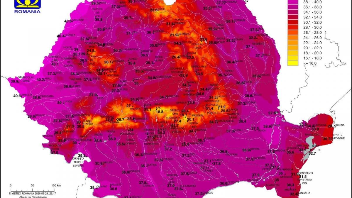 128 de recorduri de temperatura inregistrate intr o singura zi de codul rosu de canicula in romania harta anm