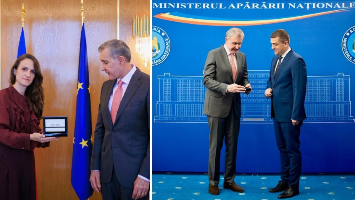 colaj 2 poze in care apar şefa diplomaţiei române, Oana Ţoiu, Principele Radu şi Ministrul Apărarii Naţionale, Radu Miruţă. Sursa colaj foto: Facebook/Familia Regală a României