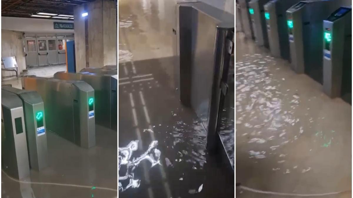 Staţia de metrou Piaţa Victoriei 2 inundata