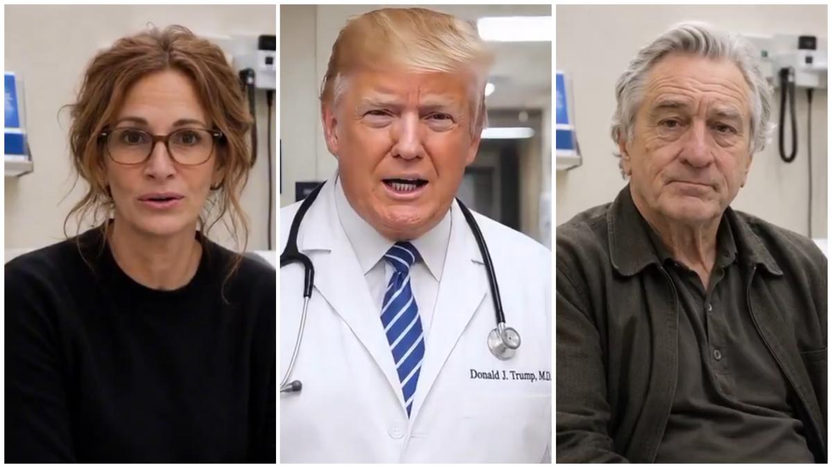 trump publica un nou clip generat cu ai in care apare ca medic si trateaza trump derangement syndrome ul vedetelor