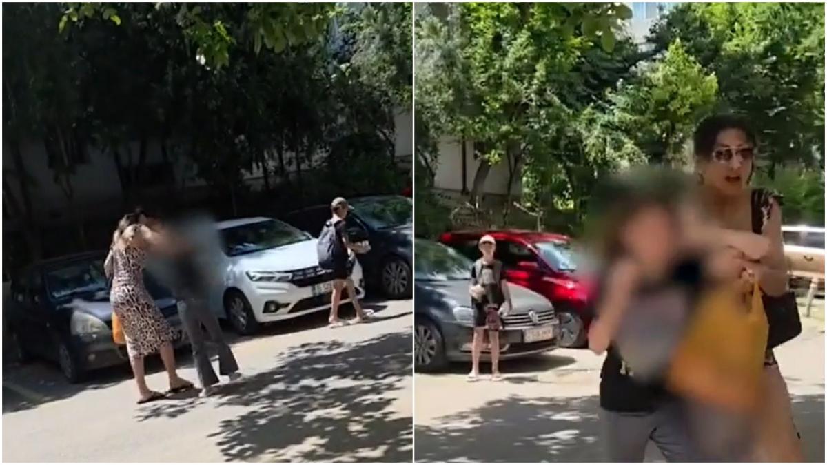 colaj cu doua imagini cu o femeie care agresează un copil