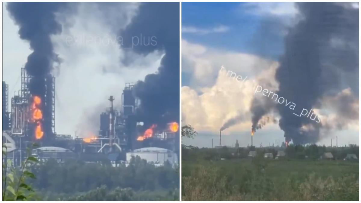 ucraina a bombardat si incendiat cea mai mare rafinarie din rusia aflata la 2 500 de frontiera ruso ucraineana