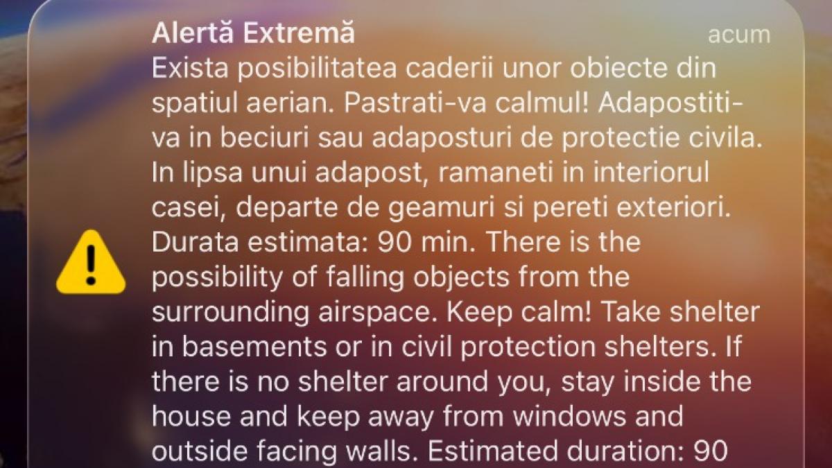 mesaj ro alert pentru locuitorii din tulcea adapostiti va exista risc de cadere a unor obiecte din spatiul aerian